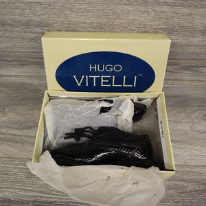 Hugo Vitelli Boys Youth Black Square Toe Dress Shoes K332BLK Size 8.5 NOS